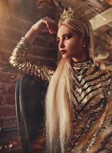 women's gold long-sleeved dress