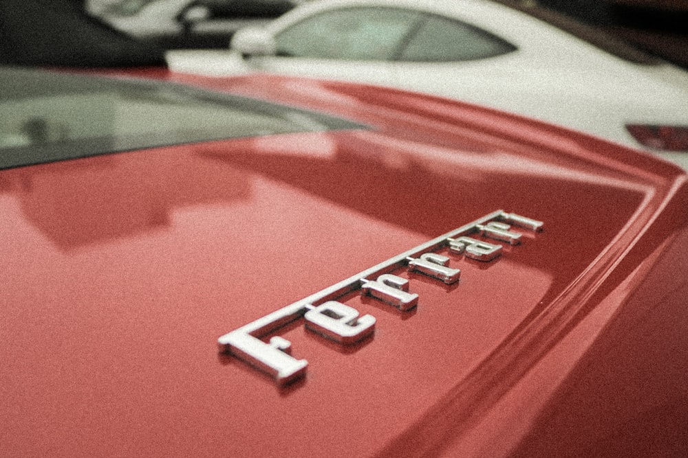 closeup photo of Ferrari emblem
