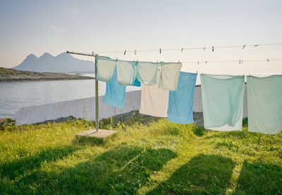 row of hanged textiles