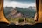 A guest relaxing in a Swiss tent surrounded by nature.