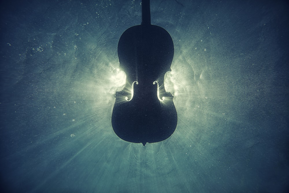 violín negro en fondo de pantalla digital submarino