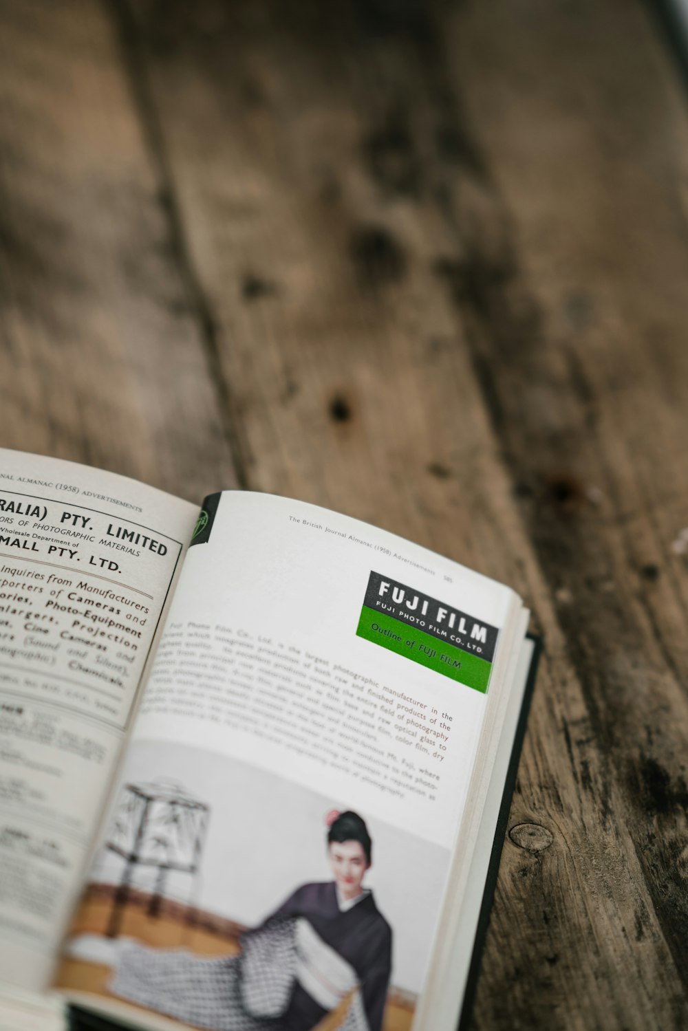 book on wooden table