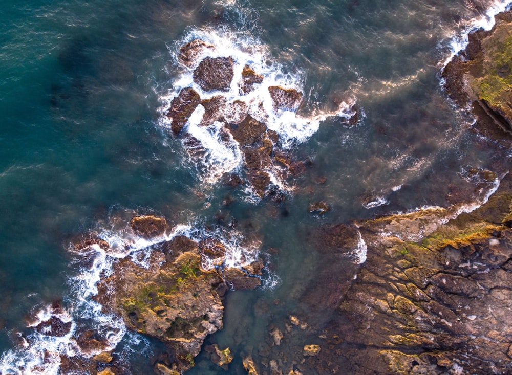 Costa rocosa durante el día