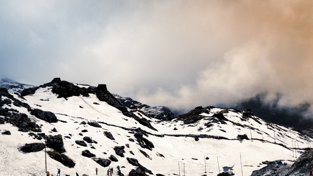 mountain covering with snow