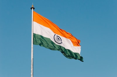 flag hanging on pole india teams background