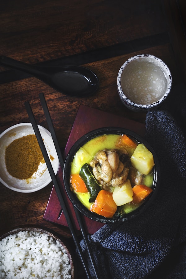 Chicken curry with spices dish