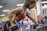 woman seriously performing gym exercise