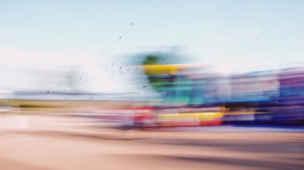 a blurry photo of a train on a track