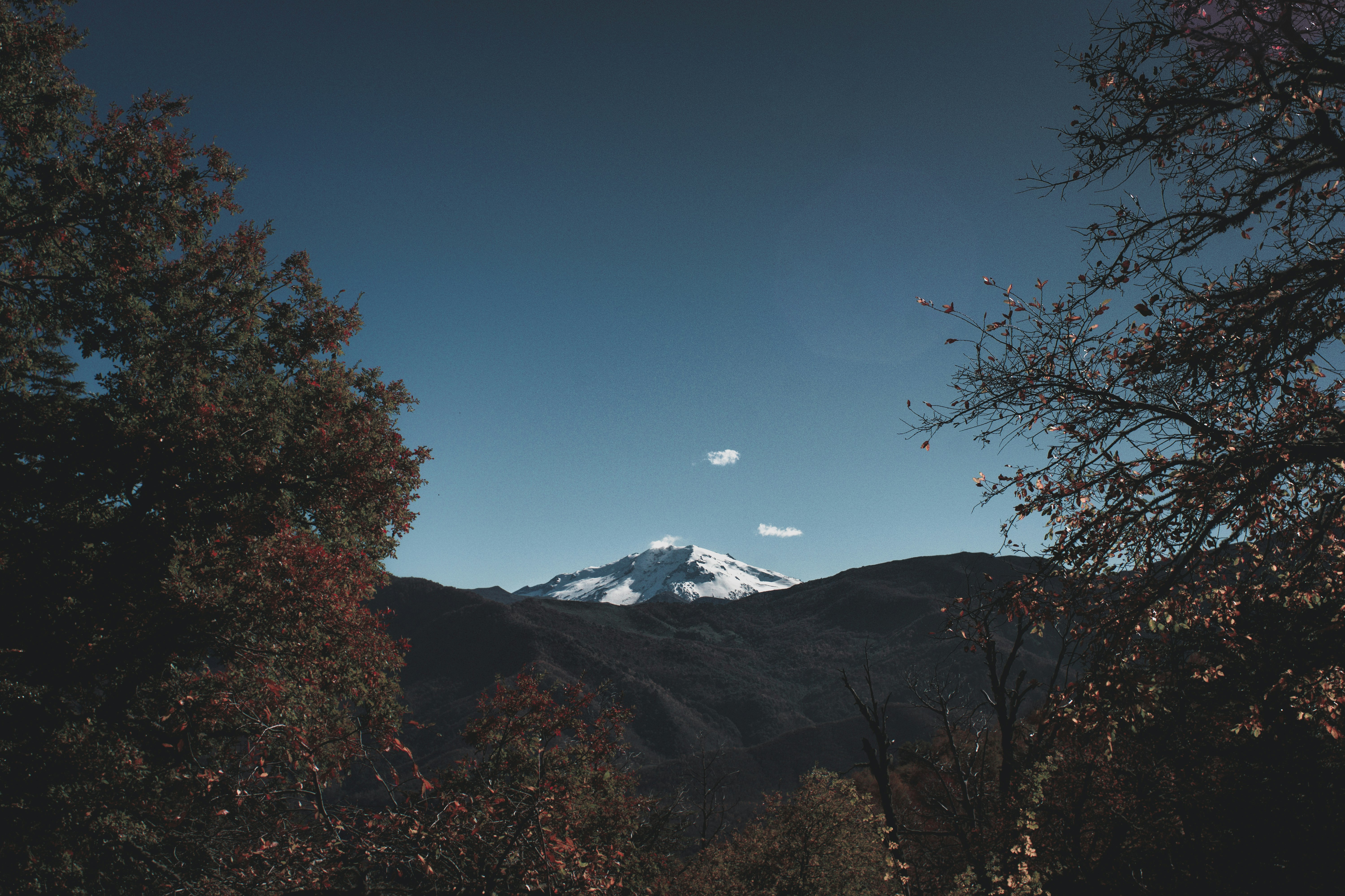 snow-covered mountain under clear blue sky during daytime