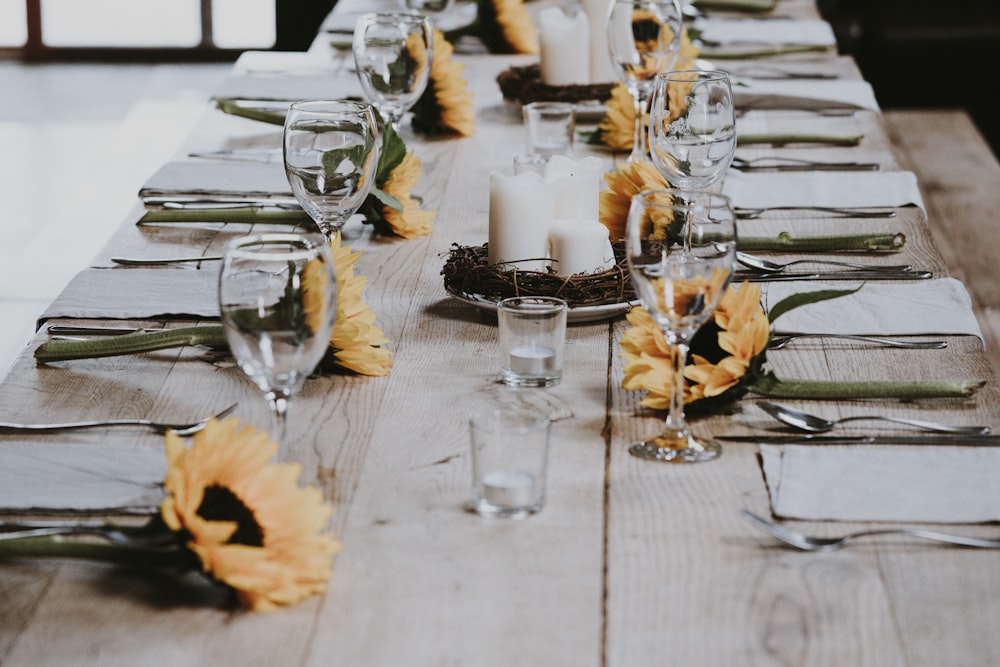 long-stemmed wine glass on table