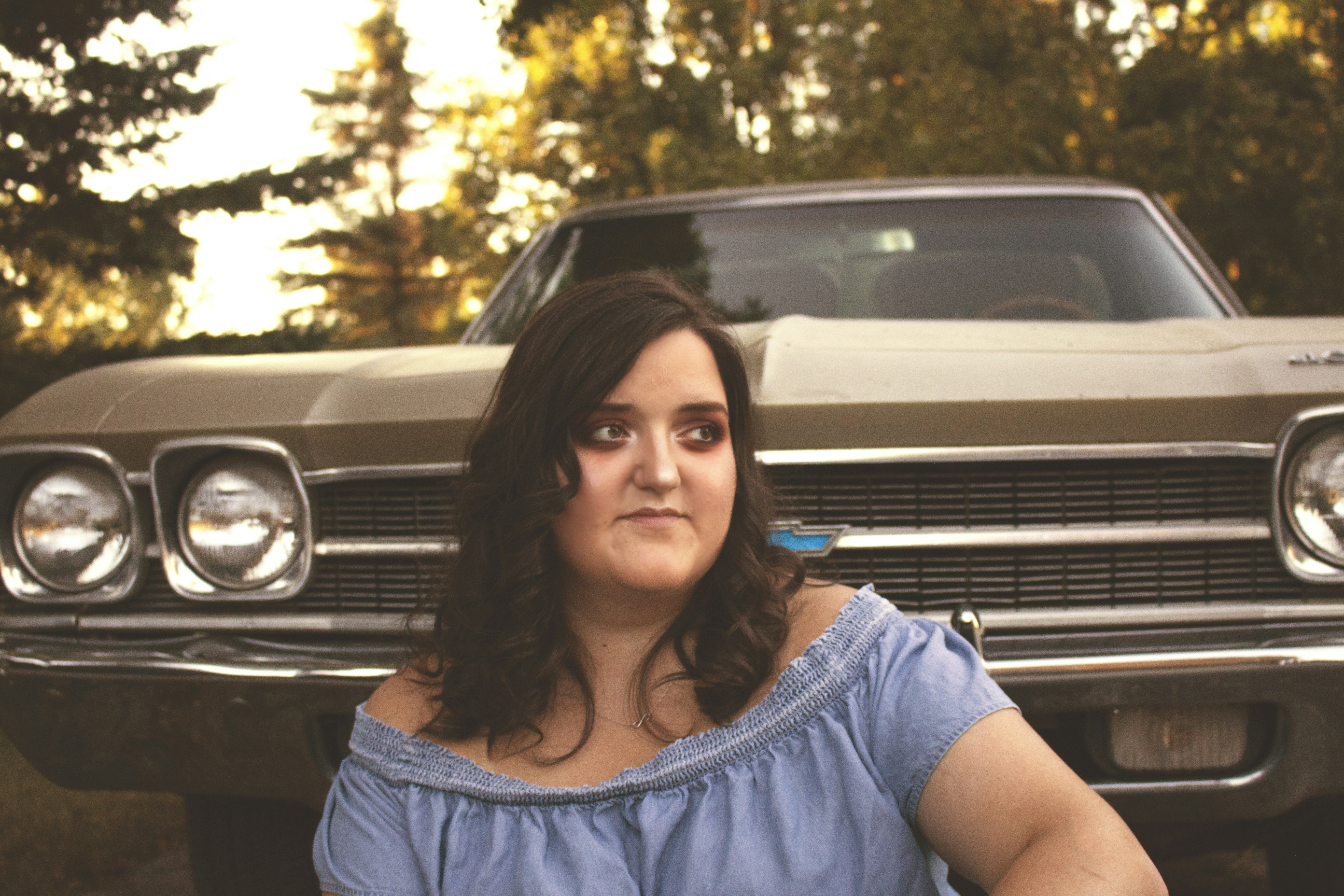 I had a dream about this image about a month ago. My dad has this old El Camino that is just sitting in his drive, I’ve wanted to incorporate it in a photo for a while and finally had a good idea to go a long with it. I wanted this portrait to feel old and fun at the same time. I wanted it to have a feel of nostalgia to it as well.