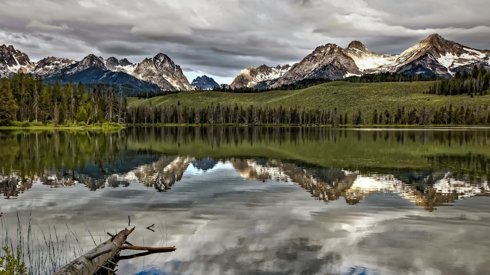 reflection of mountain on lake