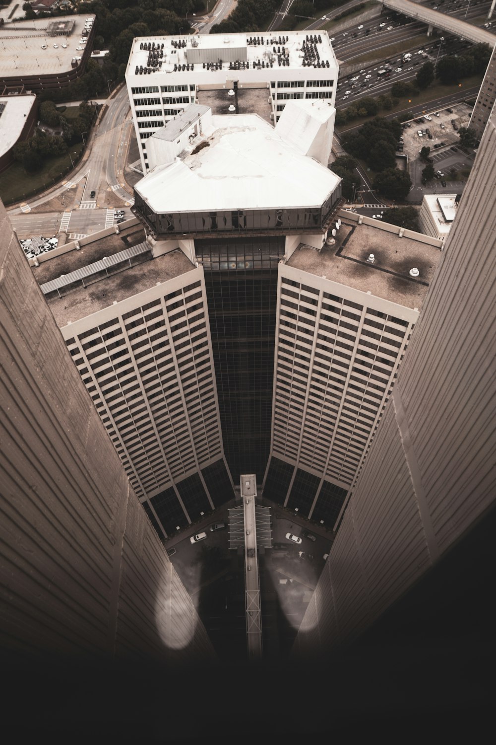 high-angle photography of building