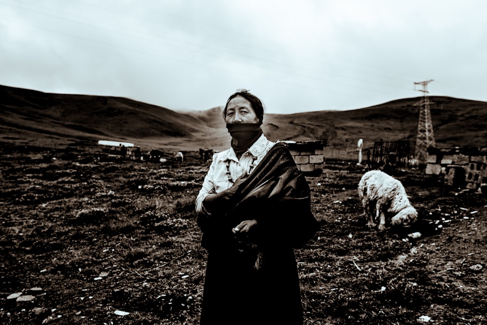 grayscale photo of woman in collared top