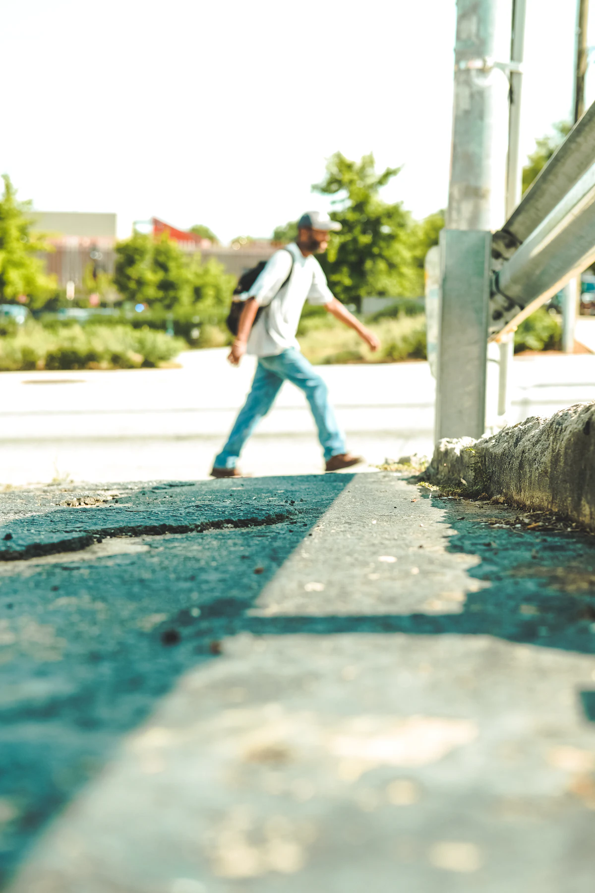 Man walking a city street with purpose