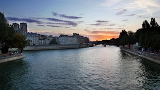 A charming view of Bridgewater's historic waterfront at sunset.