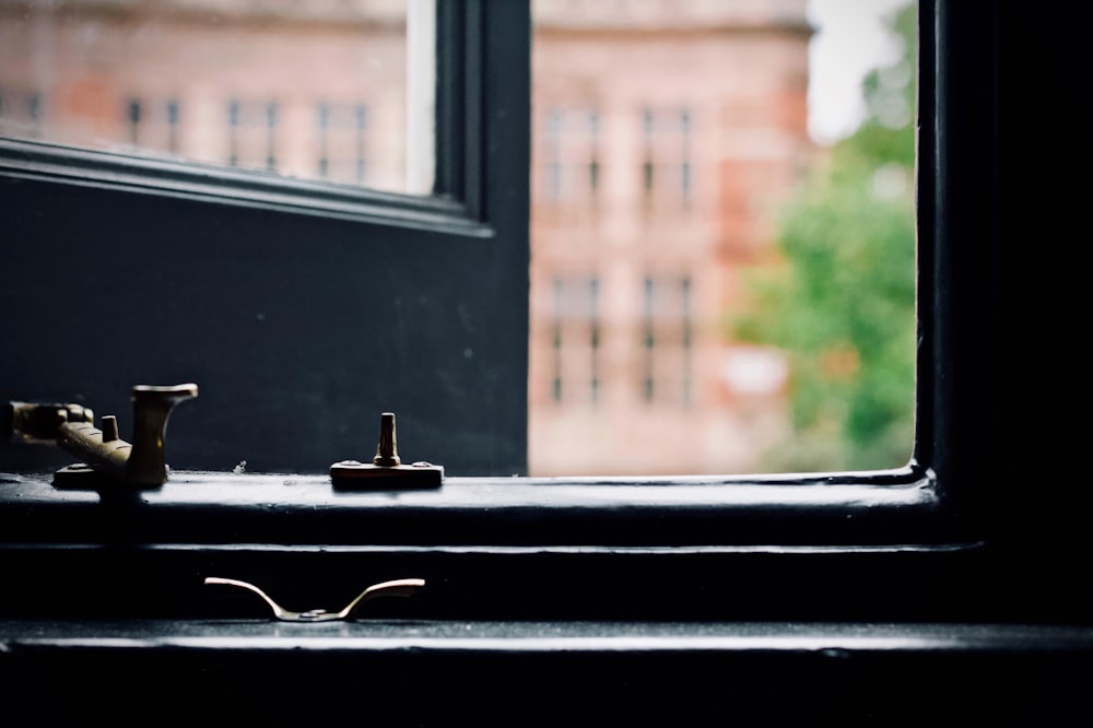 black framed window