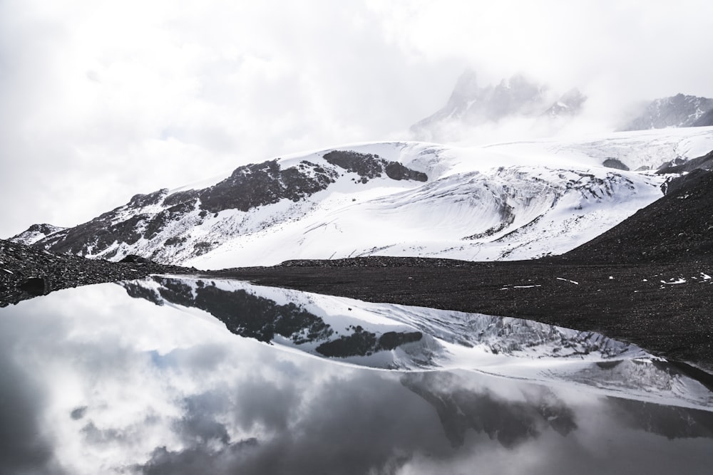 mountain covered by snow