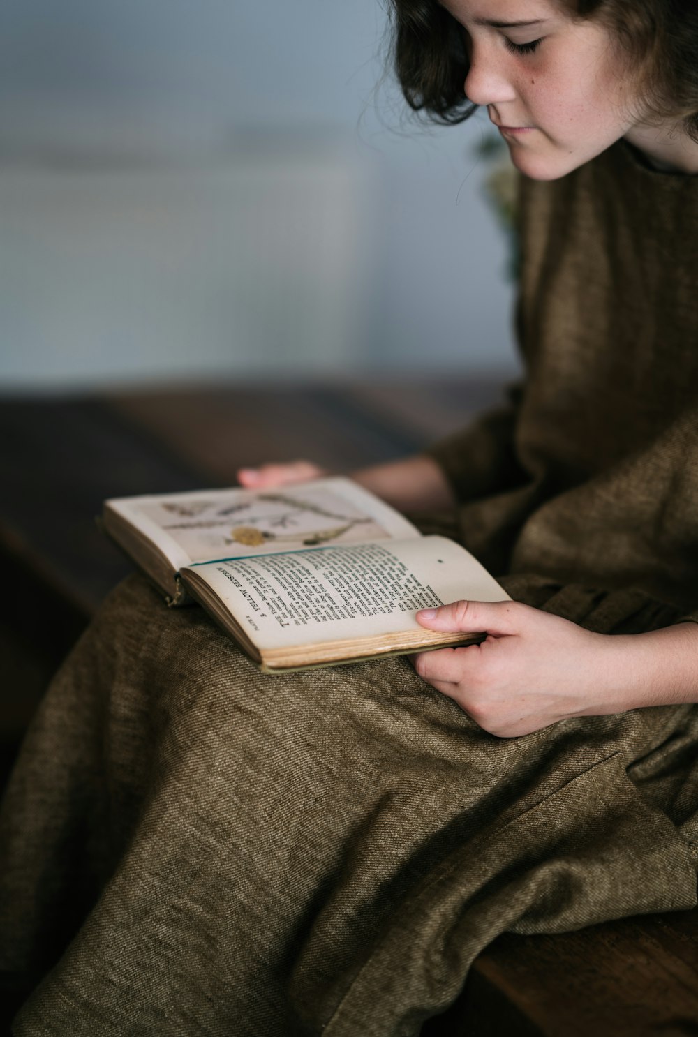 woman reading book