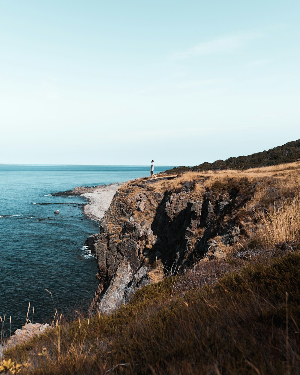 person standing on cliff