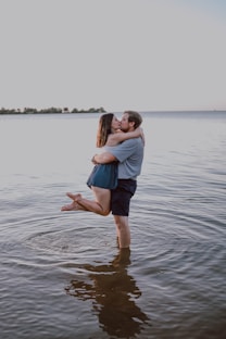 man hugging his wife