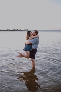 man hugging his wife