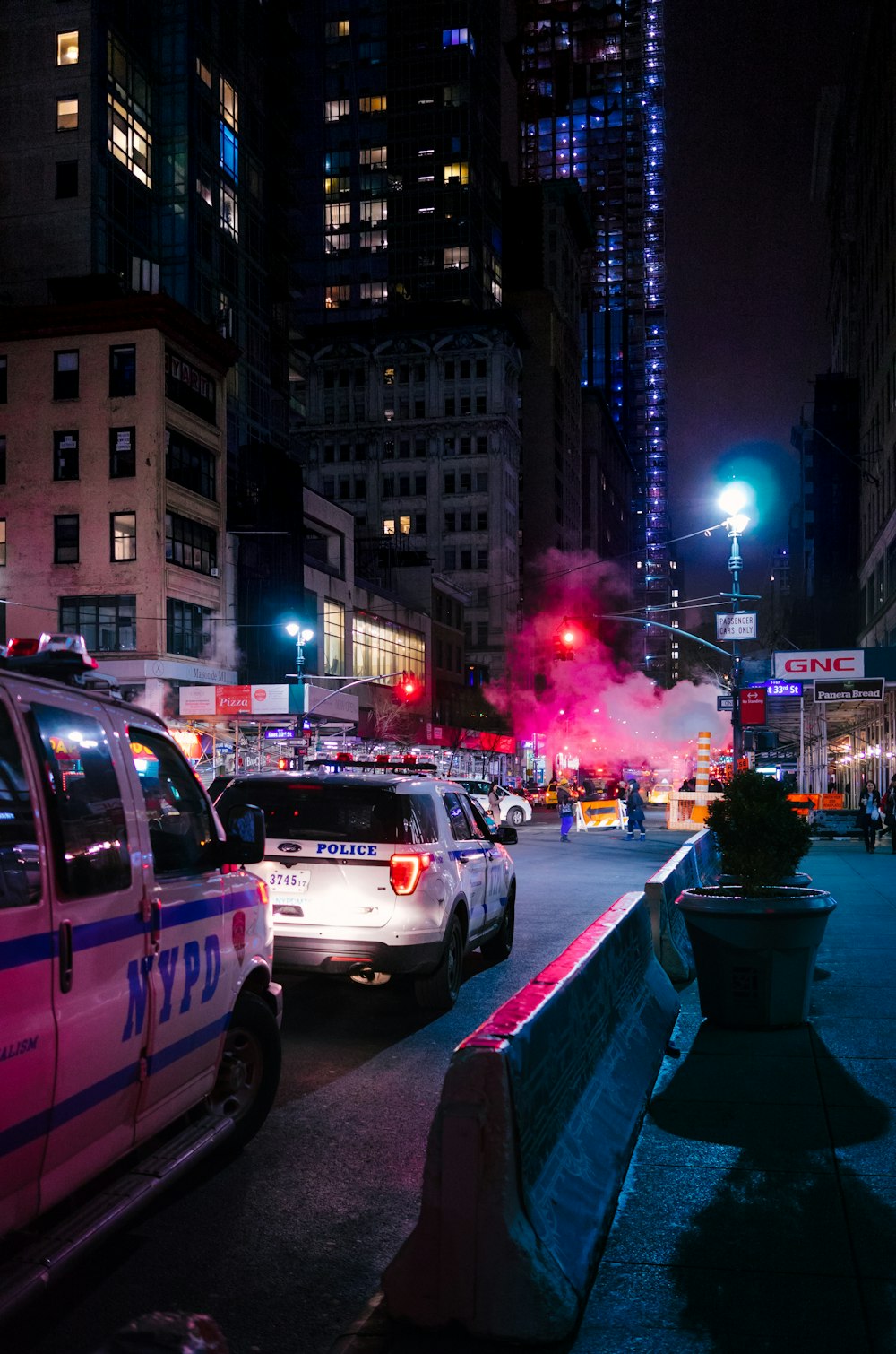 white police car on the street