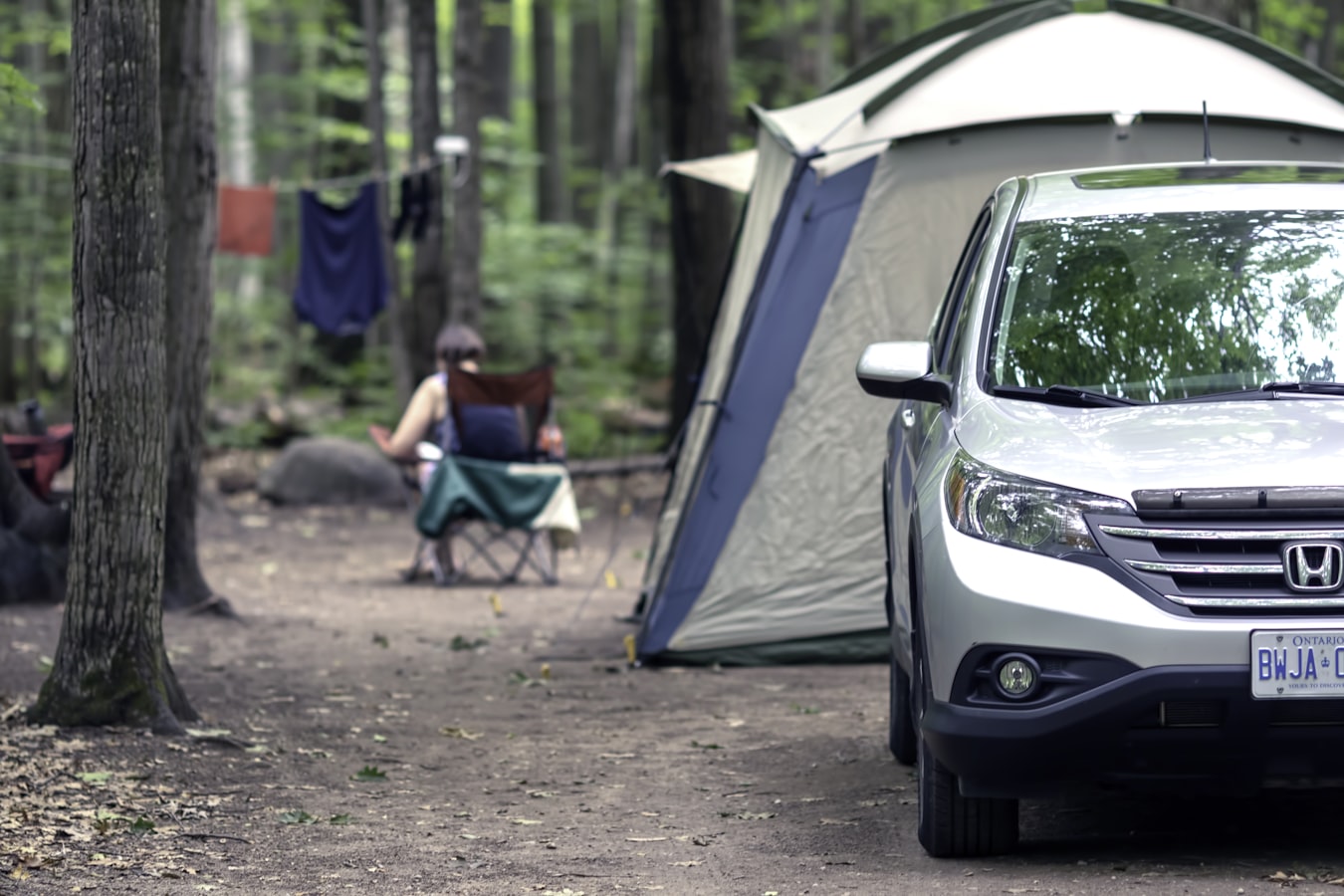 Camping in the woods with a CRV