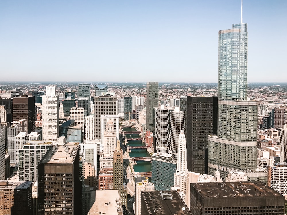 top view of city buildings