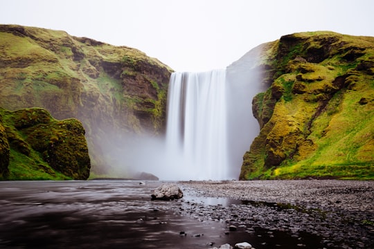 time lapse photography of waterfalls in Skógafoss Iceland