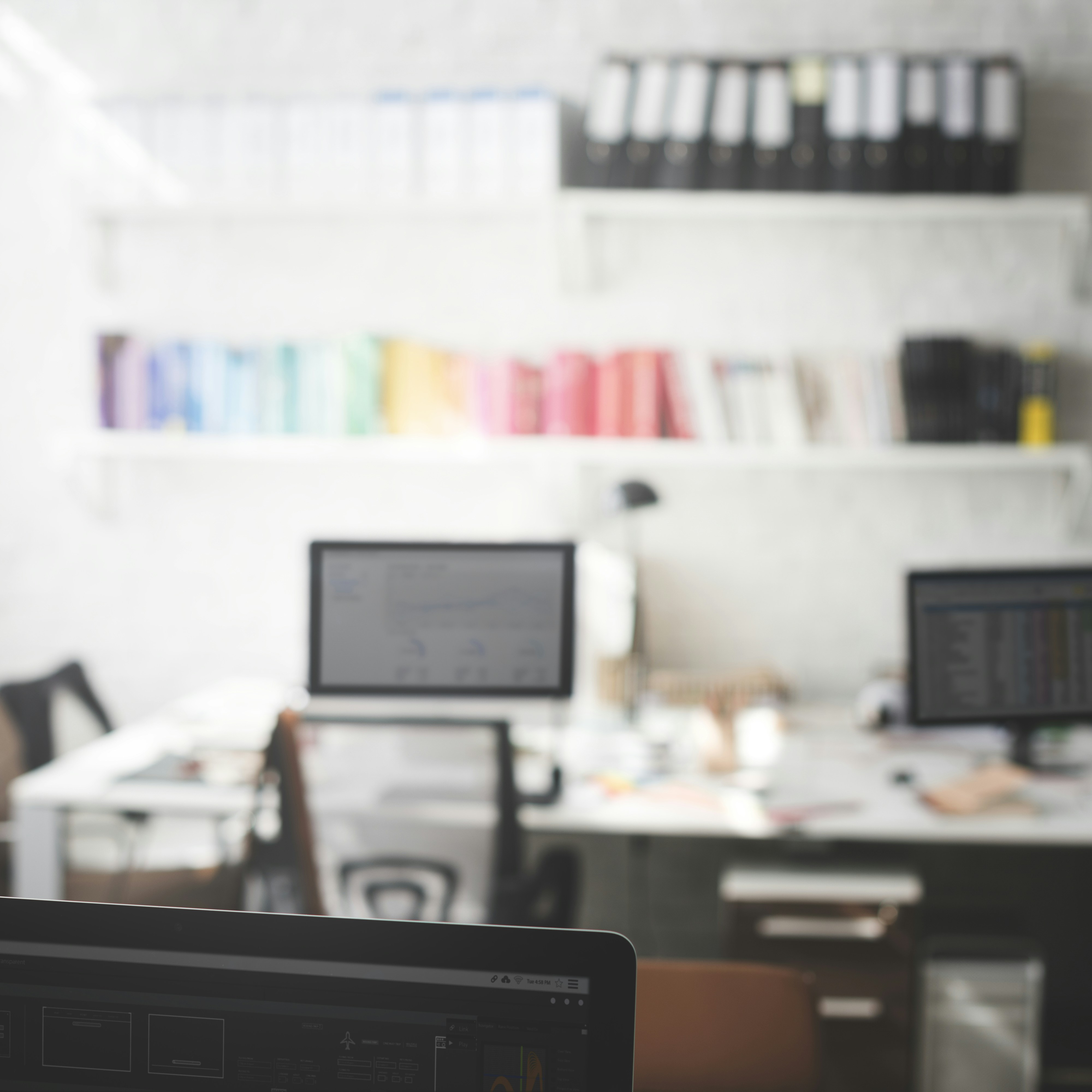 black flat screen monitor