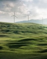 wind turbine surrounded by grass