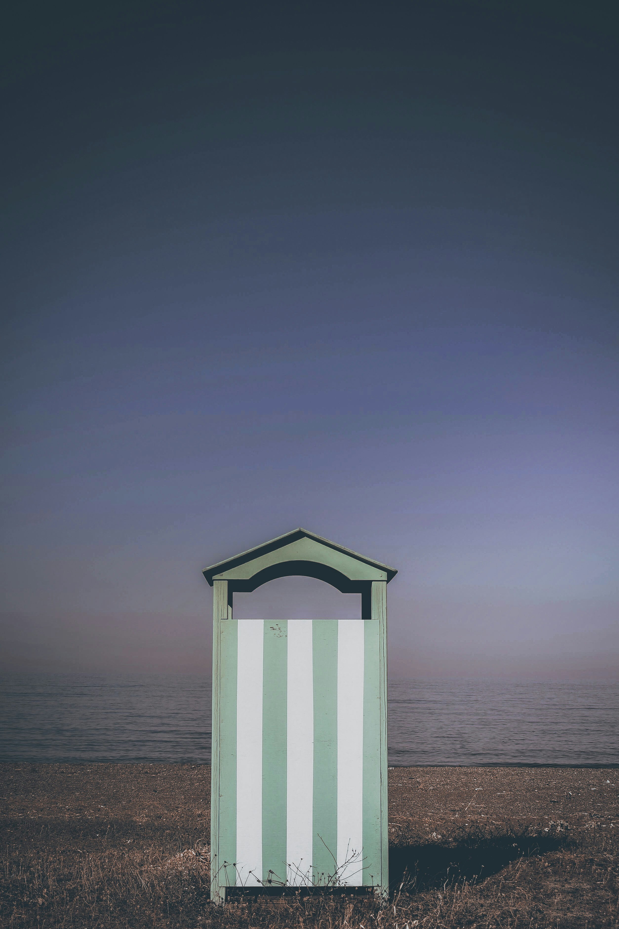 Grey And White Striped Painted Wooden Shed Photo Free Grey