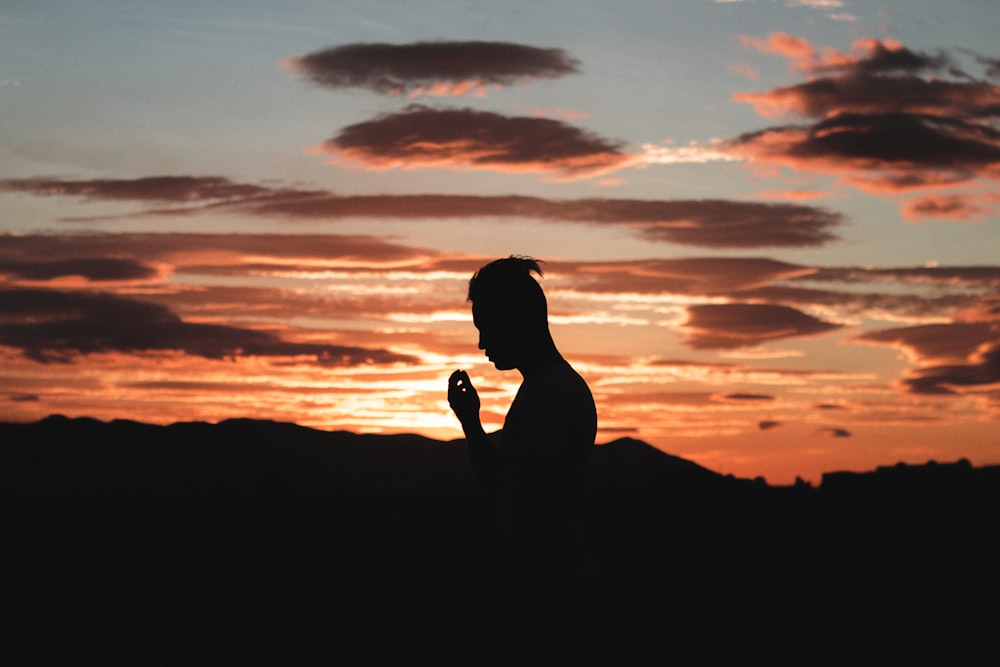 silhouette photo of man