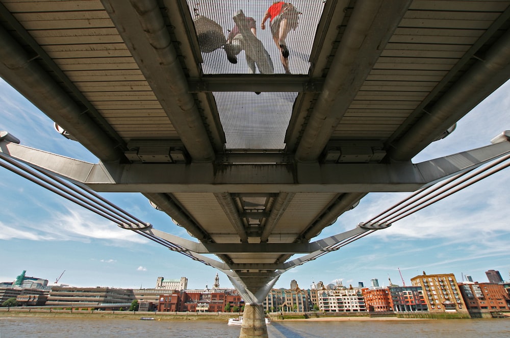 beige full-suspension bridge