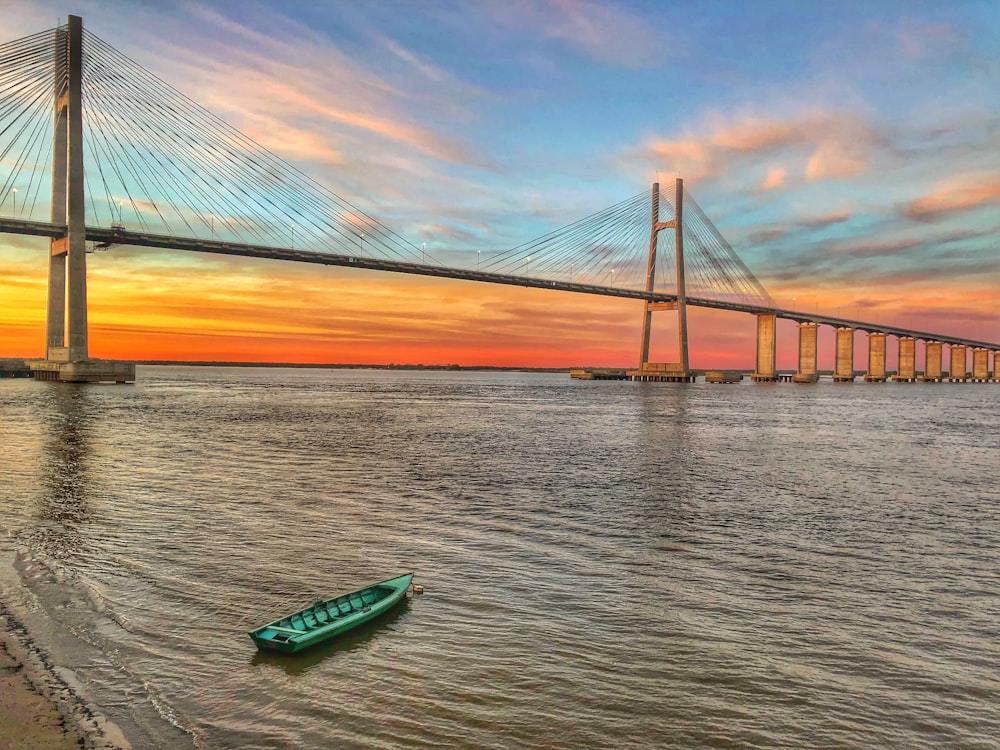 jon boat near of cable bridge