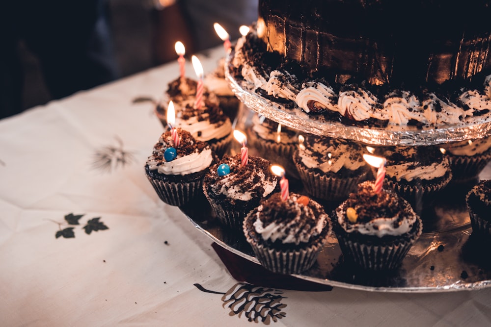 cupcake with lighted candles