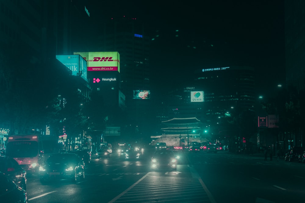 cars on road during nighttime