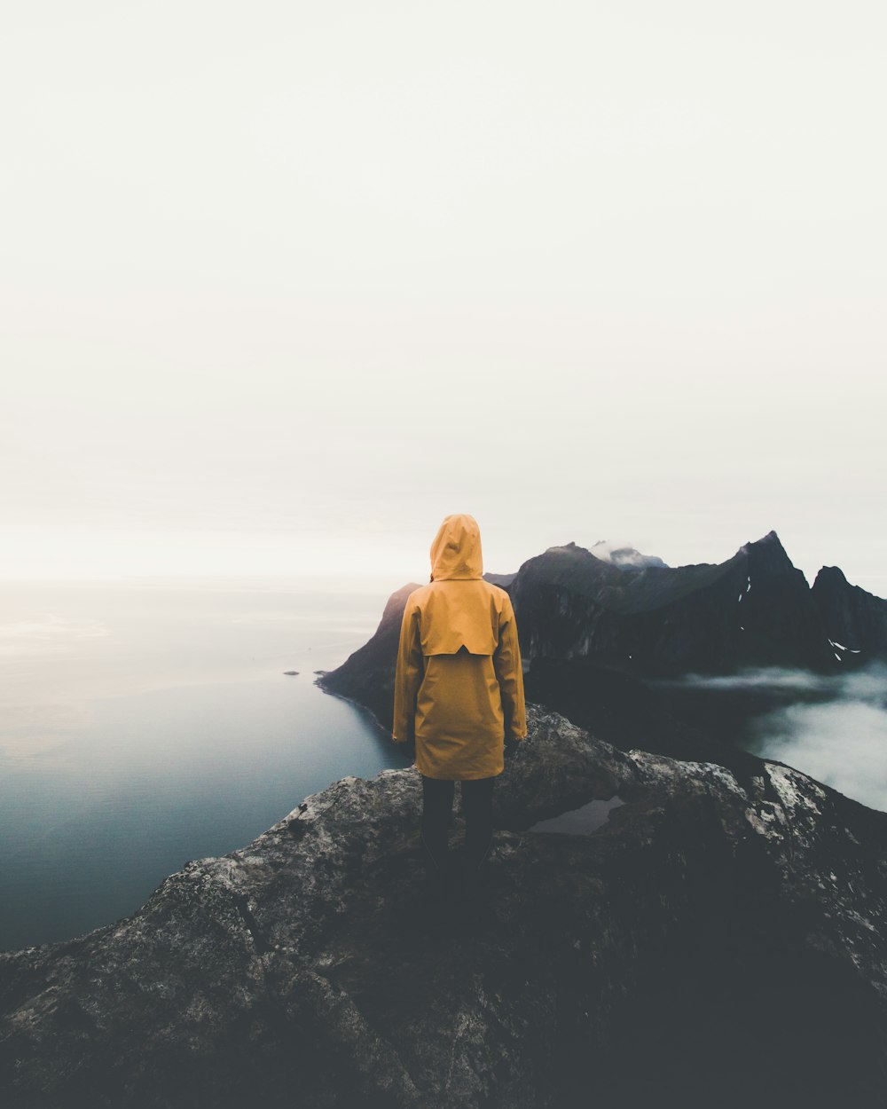 person standing on cliff