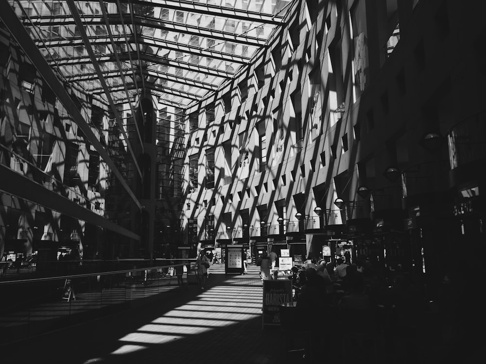 a black and white photo of a building