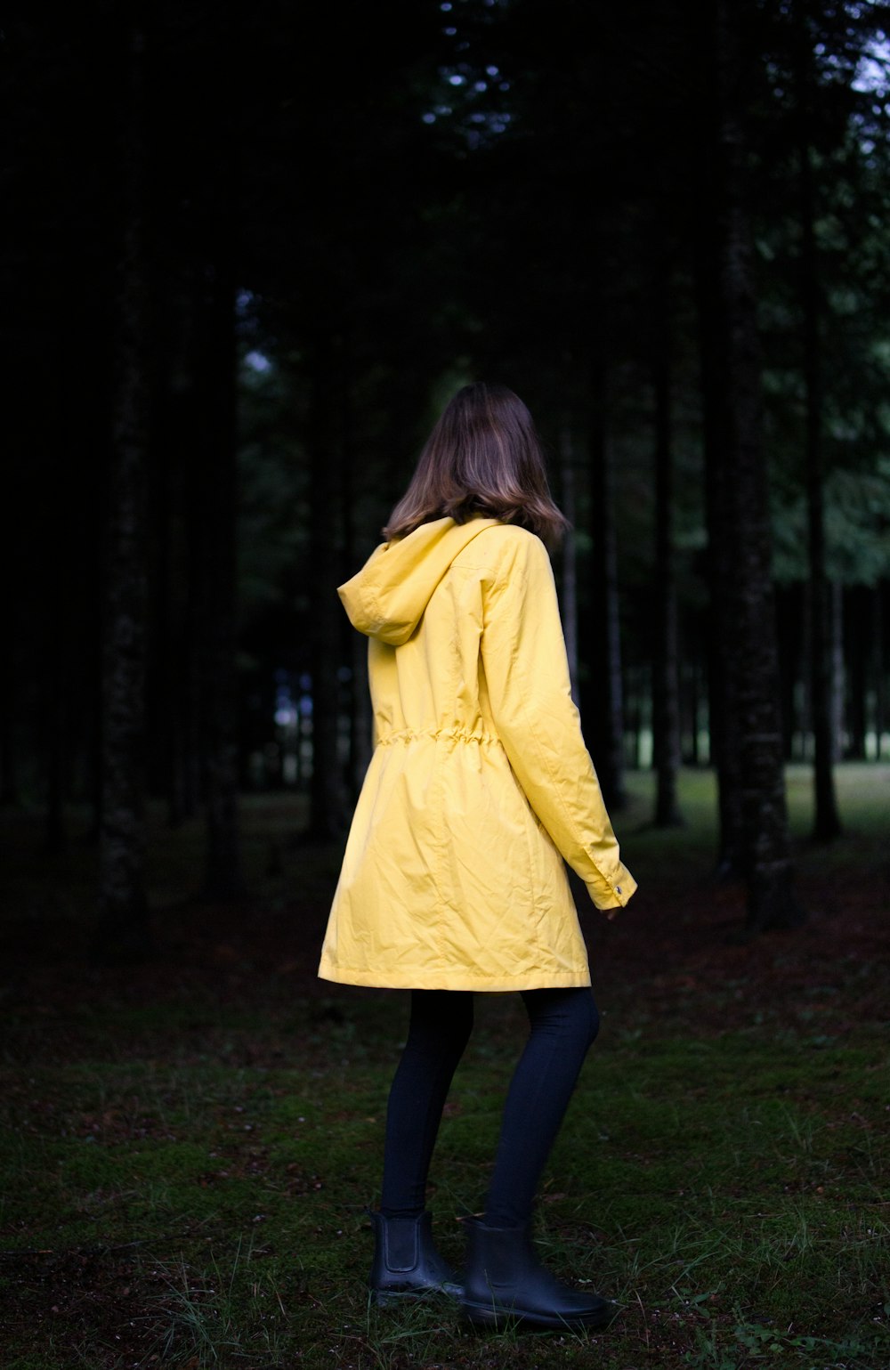 Femme debout près d’arbres à feuilles vertes