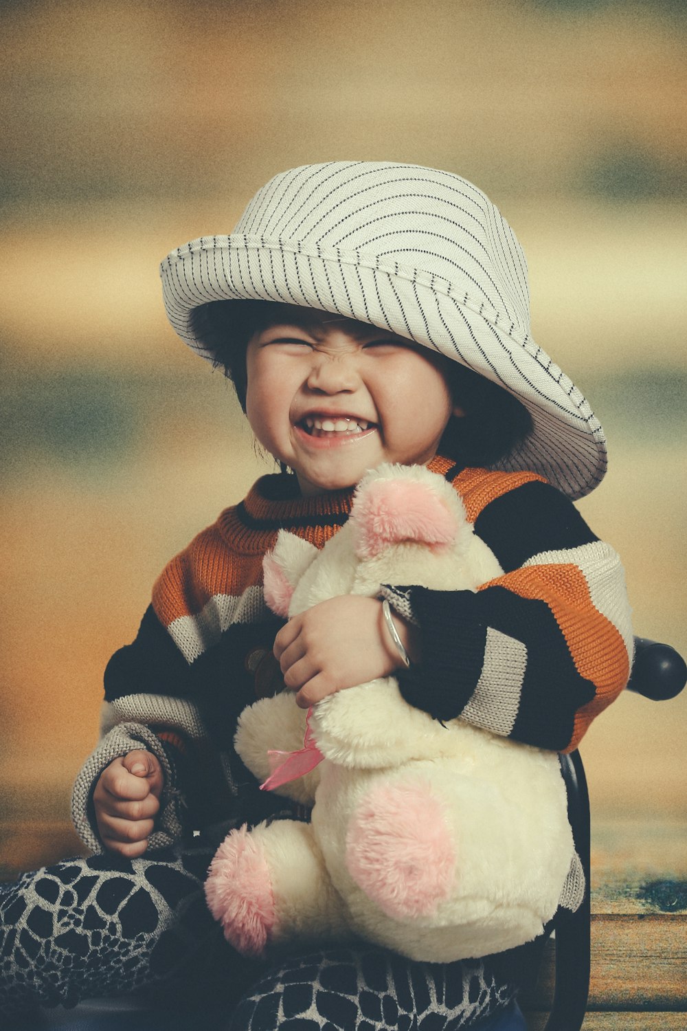 toddler hugging push toy