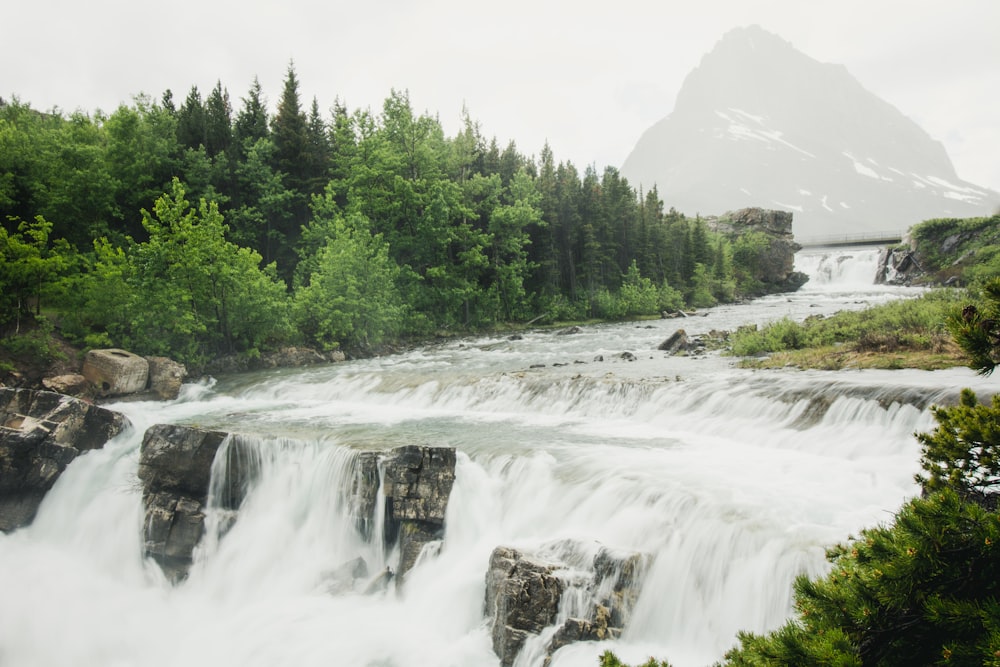 waterfalls near mountain