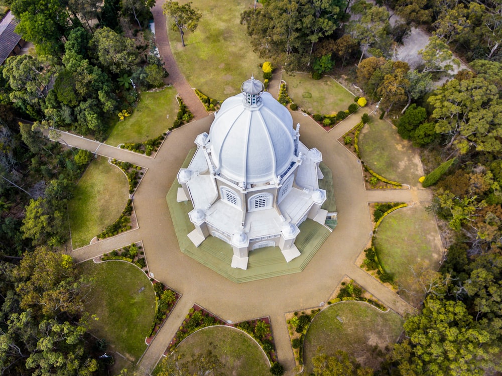 bird's eyeview photo of white cathedral
