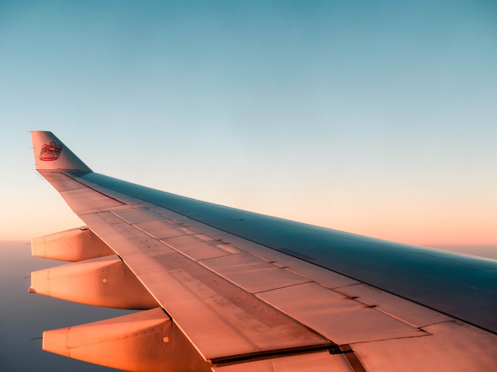 aircraft wing reflected with sun ray