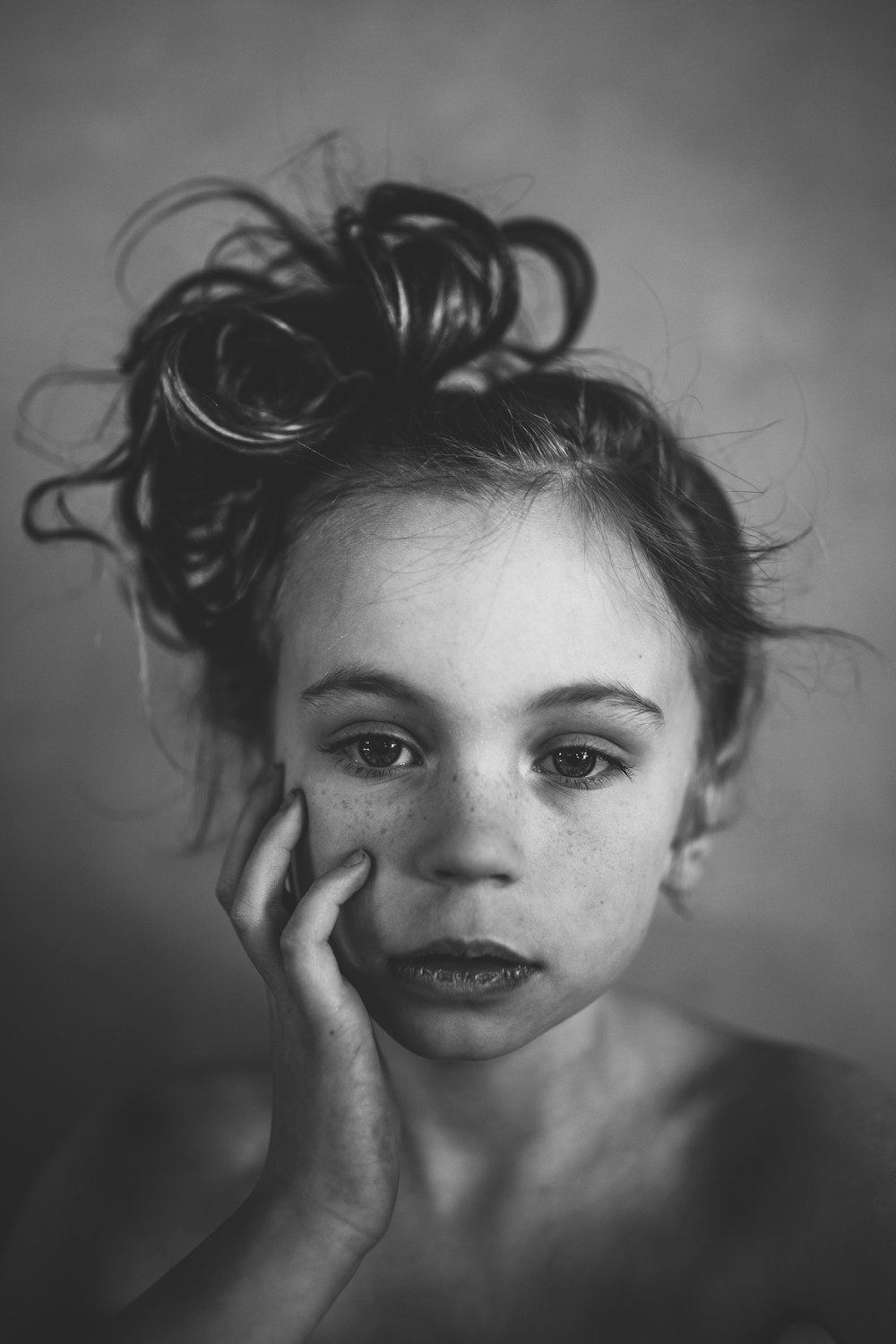 grayscale photography of girl