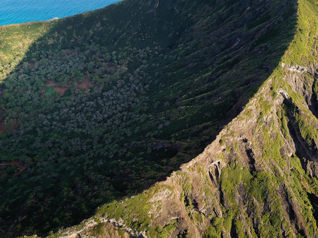 volcano mouth with trees during daytime