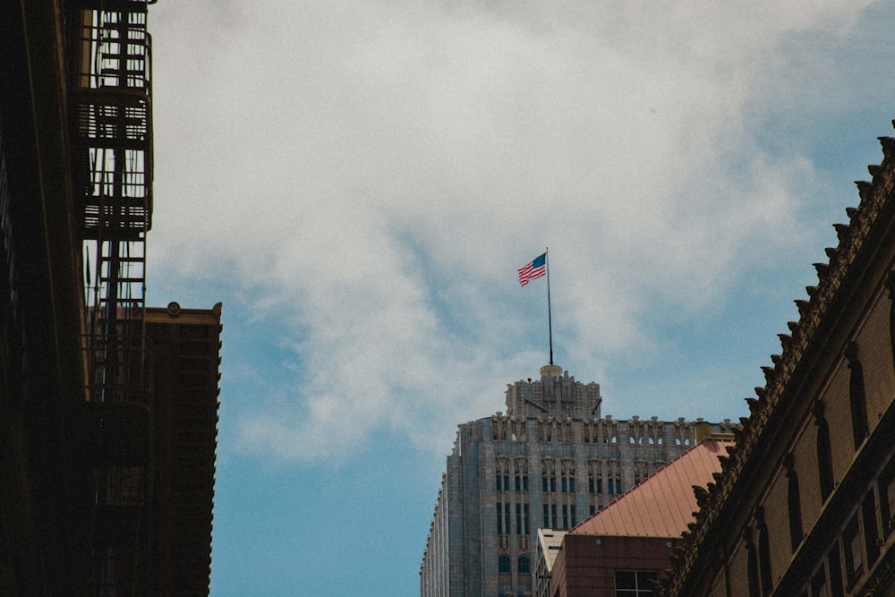 USA flag on white building