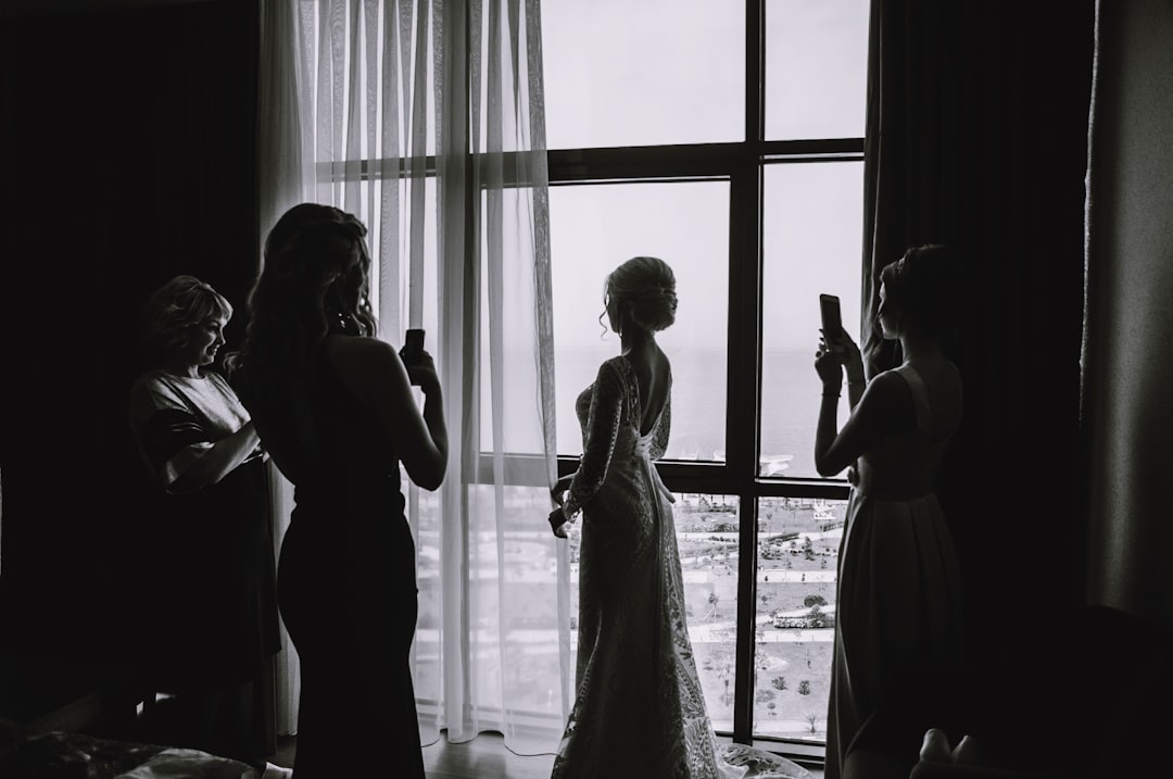 silhouette of woman wearing wedding dress