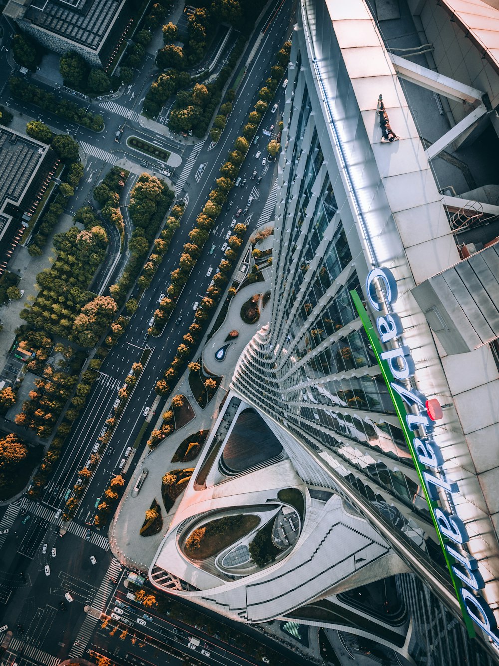 aerial photography of gray building